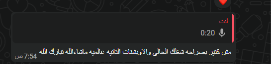 Client WhatsApp voice feedback screenshot