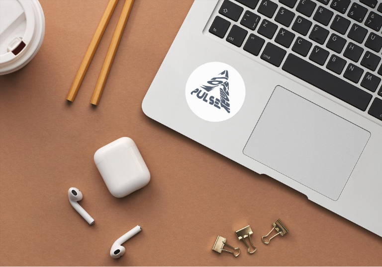 Pulse laptop sticker brand application